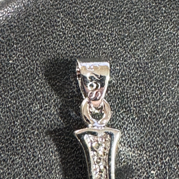 Blue Sapphire & CZ 925 Silver Cross Pendant - Picture 5 of 6